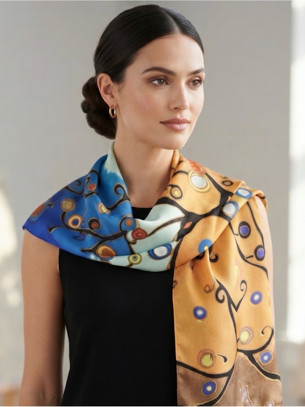 Cocoon House 100% Silk Tree of Life Scarf inspired by Gustav Klimt– Art Nouveau